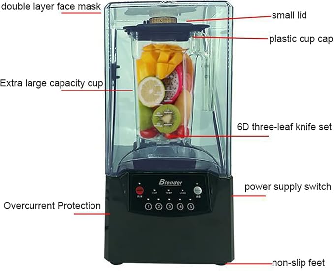 Smoothie Machine Commercial Hood Soundproof Cooking Machine Silent Mixer Milk Tea Shop Smoothie Crushed Ice Juicer