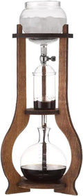 Cold Brew Drip Tower 800ml Manual Iced Coffee Makers with Slow Drip Technology with Adjustable Dripper Wooden Bracket for Home Offices Coffee Shops
