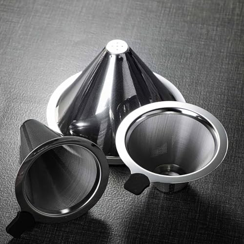 GS Pour Over Coffee Maker - 600ML Glass Carafe with Stainless Steel Filter Reusable Drip Coffee Maker for Home Office &amp Camping - Portable 13.5 OZ Coffee Brewer