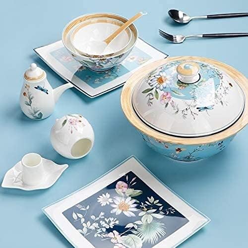 Dinnerware Sets - Luxury Gift Dishes Service Set 40pieces Chinese Style Bone China Tableware Set for 8 Dinnerware Set with Bowl Soup Plates Salad Plates High Bowls