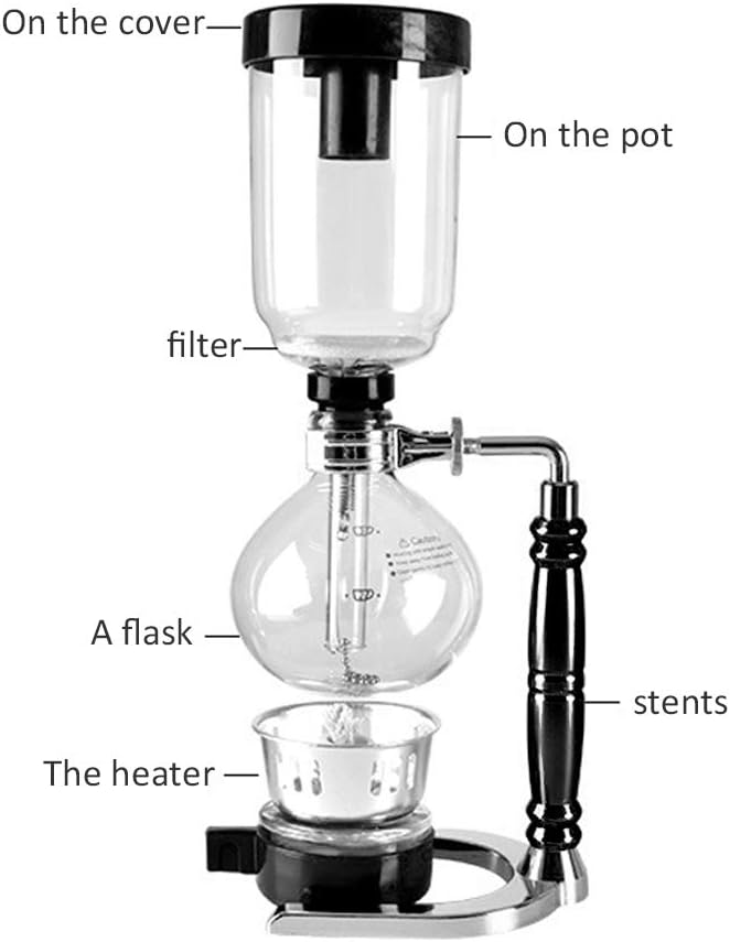 5 CupSiphon Coffee Maker with Wooden Handle syphon coffee brewer coffee siphon Vacuum Brewer Pot Syphon Machine Glass Drip Coffee Maker Set Siphon Syphon Coffee Maker