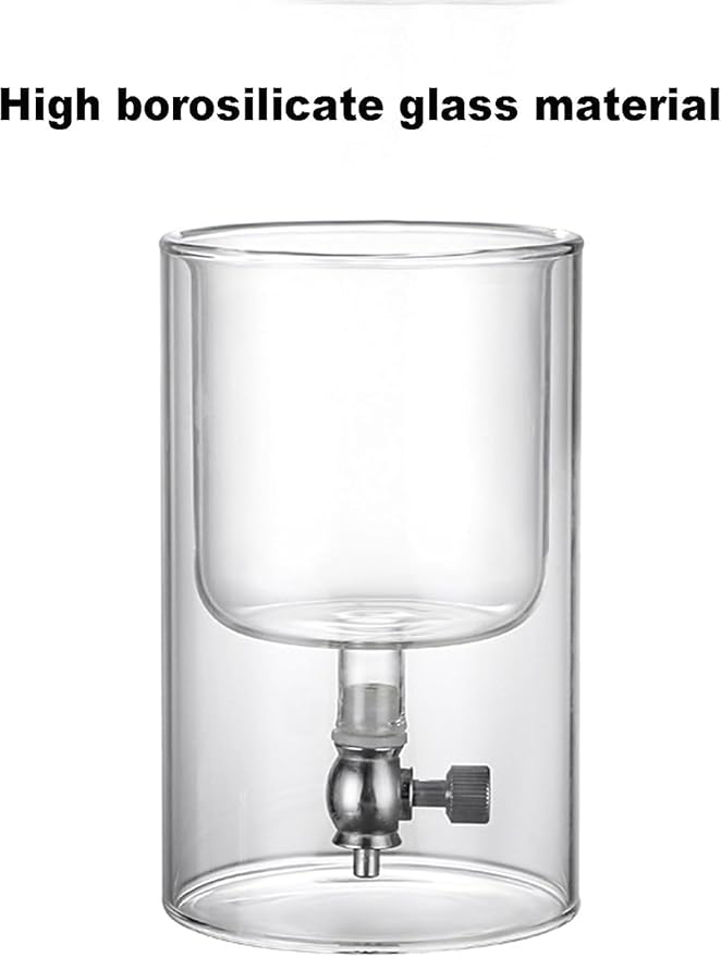 Double Layer Cold Drip Coffee Cold Brew Drip Tower 500ml Ice Cold Brew Dripper Coffee Maker with Flow Rate Regulating Valve High Borosilicate Glass for Coffee Shop Home Office