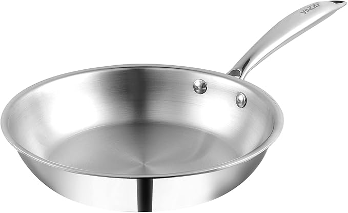Vinod Platinum Triply Stainless Steel Cookware Combo Set of 2 | 1.5 Litre Kadai (20cm) 20 cm Frypan | Extra Deep Kadai with Lid for Cooking | Induction Cookware