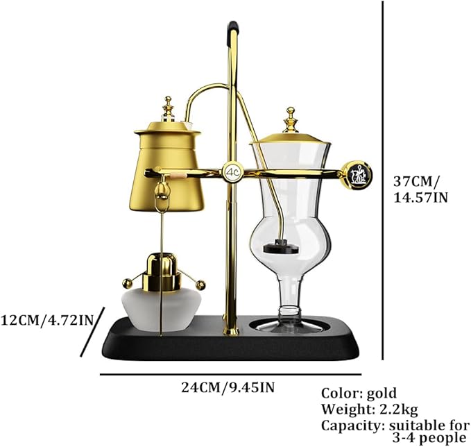 Siphon Coffee Maker Belgian Luxury Royal Coffee Maker Balance Siphon Coffee Maker for Home Office |Gold