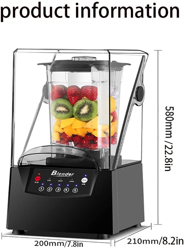 Blender Smoothie Maker with Sound Enclosure Commercial 2L Stand Mixer Blade Ice Crusher with Cover Silent Broken Wall Cooking Machine for Smoothie Fruits 17000RPM