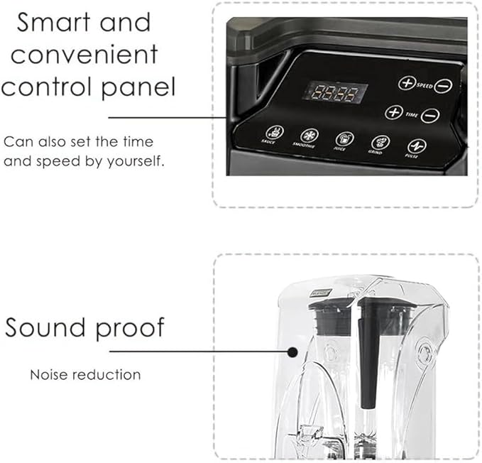 Commercial Stand Mixer 2.2L Electric Blender Smoothie Maker with 110V-240V 18000-30000RPM Capacity Soundproof Hood 5 Presets for Kitchen Milk Tea Coffee Dessert Leisure Shop