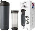 VIVA Recharge Grey Insulated Tea &amp Coffee Mug &amp Travel French Press Coffee Maker 16 oz Brew &amp Drink From the Same Coffee Mug On the Go or Camping