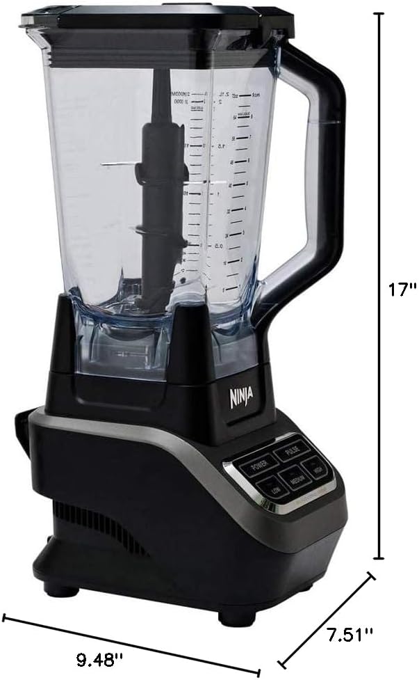 Ninja Professional 72 Oz Countertop Blender with 1000-Watt Base and Total Crushing Technology for-Smoothies Ice and Frozen Fruit Black (Renewed)