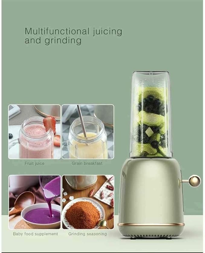 Portable Juicer Household Automatic Fruit and Vegetable Blender Multifunctional Mini Juice Squeezing Cup Retro Green