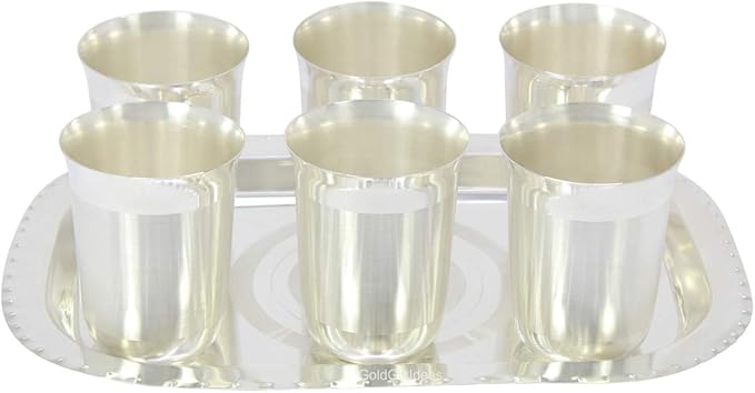 Samyuktha Silver Plated Six Glass/Tray and Six Manchurian Bowl/Spoon-Tray Combo Dinnerware Items Dinnerware Set 300 ML