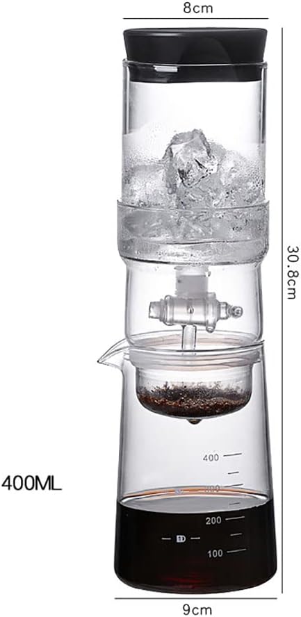 Ice Drip Coffee Maker Glass Cold Brew Coffee Machine Cold Brew Dripper Coffee Maker with Filter for Home Office 400ml Cold Brew Pots