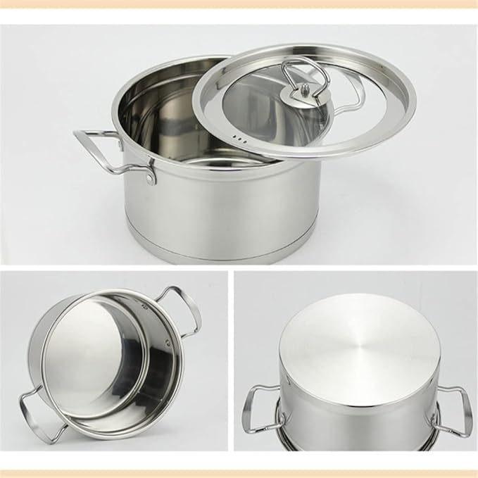 Cookware Set Stainless Steel Frying Pan Pot Soup Milk Pot Frying Pan Three-Piece Household (Color : A Size A (A