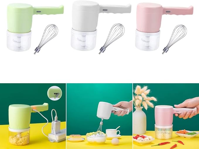 2 in 1 Electric Wireless Whisk Hand Blender Mixer USB Rechargeable with Cup (B (A As the picture shows)