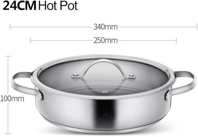 Cooking Pot Stainless Steel Cookware Set 3-Pieces Saucepans Set with Glass Lid Safe Uncoated Pot Suitable for All Hob Types