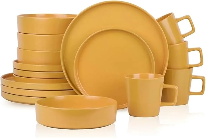Dinnerware Set 16-Piece Service for 4 Stoneware Plate Dessert Bowl Mug Dinner Plates