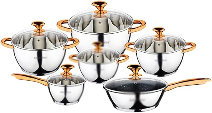 Cookware Thickened Stainless Steel Pot Set Kitchen Household Pot Set of 12 Pieces