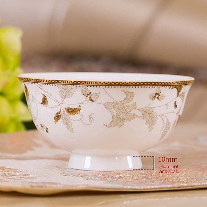Dinnerware Sets - Luxury Gift Dishes Service Set Dinnerware Sets Porcelain Luxury Bone China Dish Sets Bowls/Dinner Plates/Pot/Saucers Gold Pattern Trim for DailyOne Color-58 Piece Set