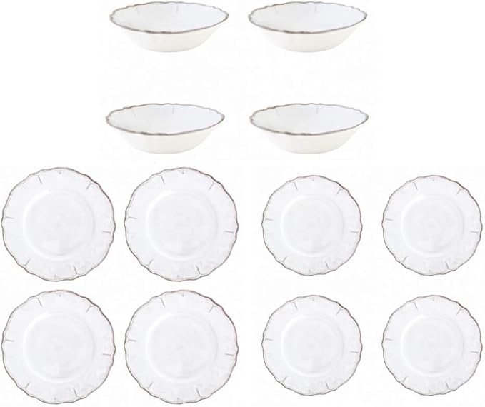 Le Cadeaux Rustica Antique White Melamine 12-Piece Dinnerware Set