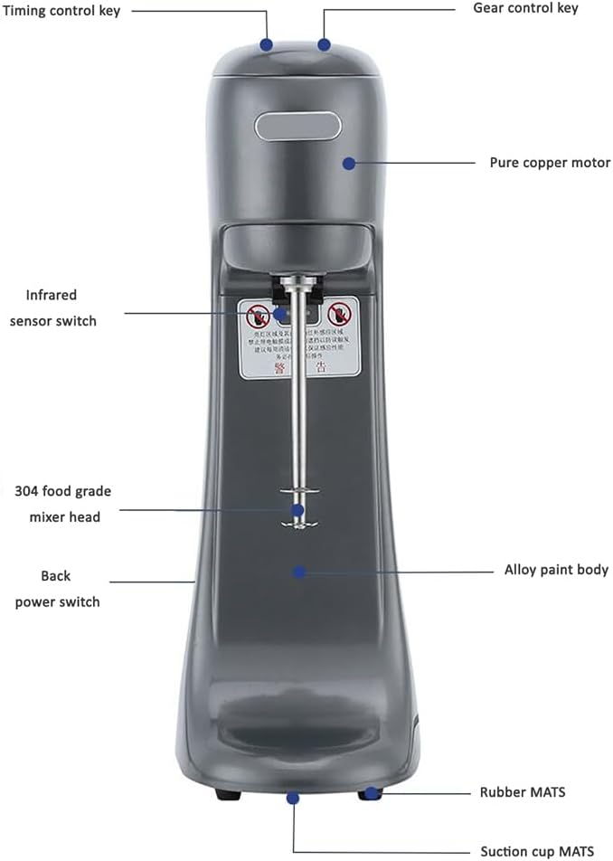 Automatic Milkshake Machine Stainless Steel Commercial Drinks Mixer Blender Shaker Electric Infrared Induction Milk Shake Mixer with 5 Gear Adjustable Speed for Restaurant Coffee Shop Beverage B