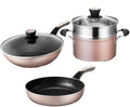 Cookware Set3-Piece Steamer Set Aluminum Alloy Pan Set Tempered Glass Lid Comfortable Handle Suitable for Gas and Induction Cooker Easy to Clean Non Stick Fry Pan