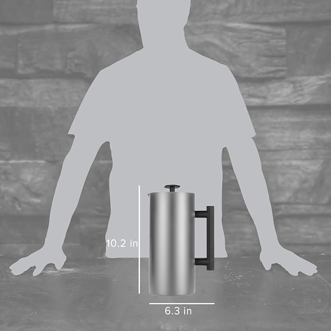 ESPRO P6 32 Ounces French Press Coffee Maker Double Walled Stainless Steel Insulated Brushed Stainless Steel