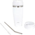 Ice Shave 2-in-1 Stainless Steel Vacuum Tumbler &amp Cordless Blender - 28oz Leak Resistant Cold 24Hrs/Ice 2 Days 120 Watts with Waterproof Charging - For Smoothies Home/Office/Car White