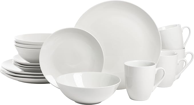 10 Strawberry Street Simply Coupe 16 Piece Dinnerware Set White - SM-1600-CP-SW