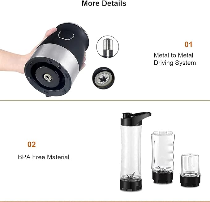 Juicer MachinesBPA-Free 500W Portable Personal Blender Blender Food Processor with Chopper Bowl 600Ml Juicer