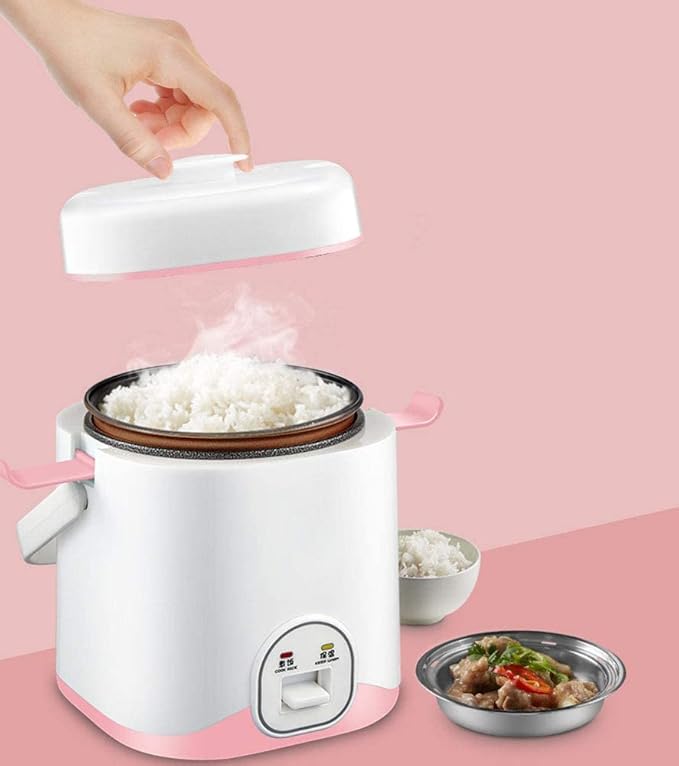 Mini Rice Cookers 200W Multi Rice Steamer1.2L Non-Stick Inner Pot One Key Automatic Cooking Easy Cleaning