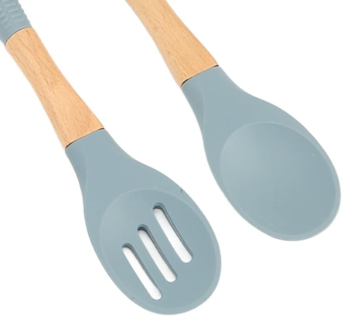 Silicone Cookware6 Piece Silicone Cutlery Set Wooden Handle Cookware Set Suitable for Home Restaurant Kitchen Gadgets