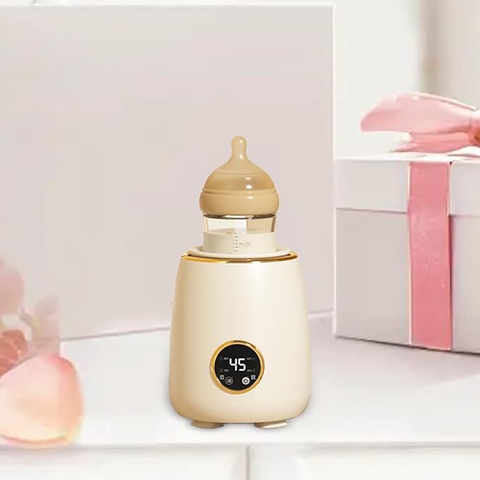 Electric Milk Bottle Shaker with LED Display Portable Adjustable Milk Blender for Night Shopping Camping Daily Use White(Cream Yellow)