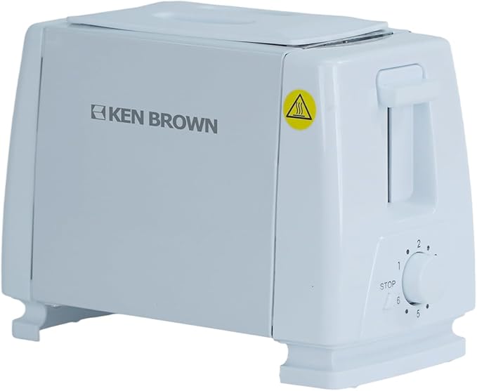KEN BROWN 2-Slice Toaster - Retro Stainless Steel Design 6 Shade Settings Defrost &amp Reheat Functions Compact for Kitchen Dorm or Office (STOP Series)