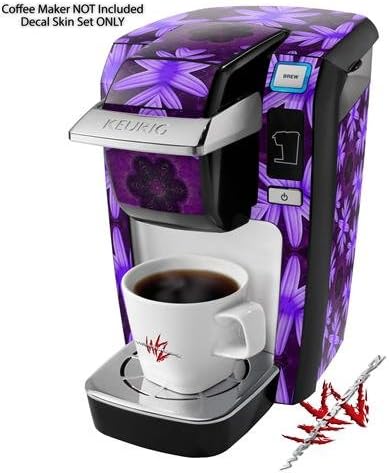 Decal Style Vinyl Skin compatible with Keurig K10 / K15 Mini Plus Coffee Makers Abstract Floral Purple (COFFEE MAKER NOT INCLUDED)