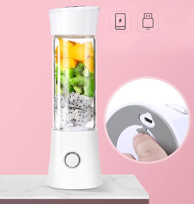 Portable Blenders Personal Size Blender Smoothies and Shakes Mini Blender USB Rechargeable Handheld Blender SportsTravel (Color : White)