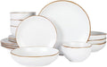 Gibson Home Hazeltine 16-Piece White Stoneware Dinnerware Set – Plates and Bowls Durable Ceramic Kitchen Dinner Set