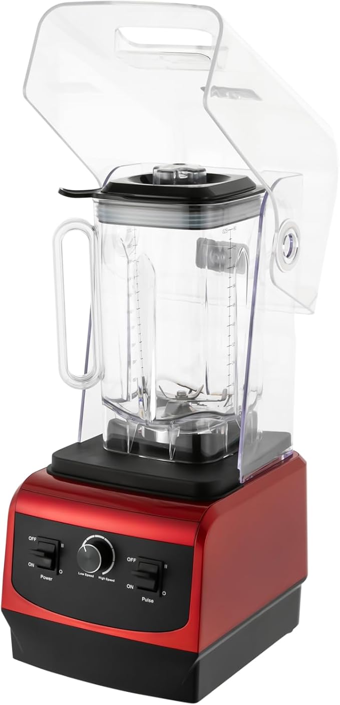 Professional Blender for Kitchen 2200W Electric Commercial Countertop Blender Milkshake Mixer Mixed Drink Smoothie Maker for Home Restaurant Speed Control 2.2L/0.6Gal Cup Red