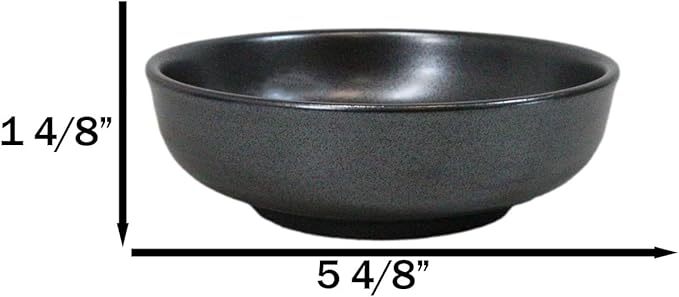 Ebros Gift Iron Black Clay Underglaze Technique Tetsu Kesho Porcelain Dinnerware Kitchen Set Asian Japanese Restaurant Supply (Pack Of 5 Shallow Bowl Deep Plates 10oz)