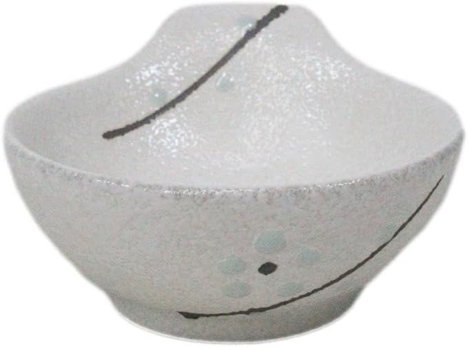 Ebros Gift Modern Yukino Hana Snow Flowers Ceramic Dinnerware Serveware Kitchenware Set Oriental Asian Restaurant Supply (Pack of 5 Soup Appetizer Dessert Sauce Shallow Bowls With Handle 5oz)