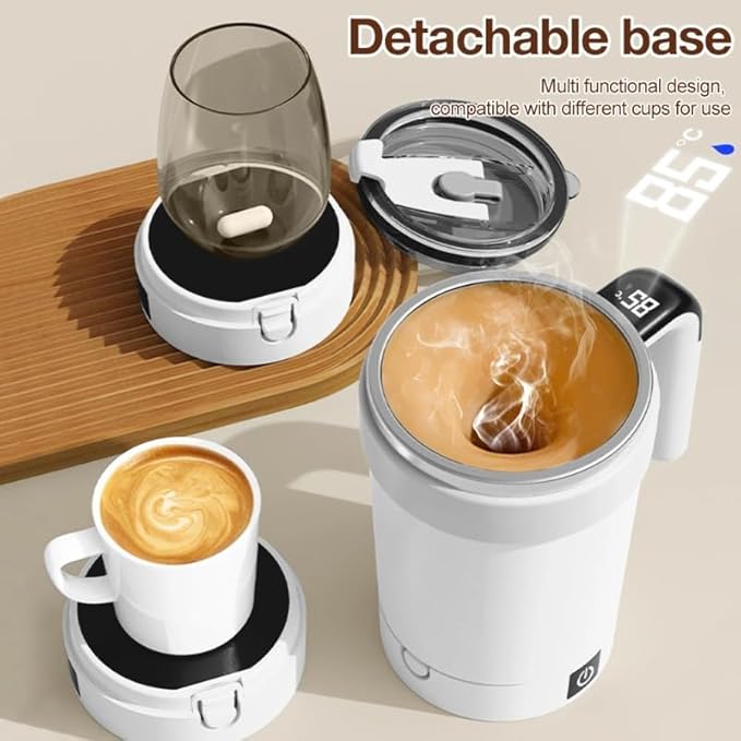 Mixmate Mug380ml Automatic Magnetic Stirrer with Straw and Lid Stainless Steel Waterproof USB Electric Stirring Coffee Cup (Purple)
