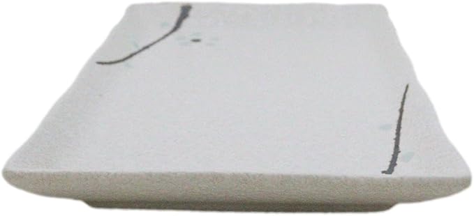 Ebros Gift Modern Yukino Hana Snow Flowers Ceramic Dinnerware Serveware Kitchenware Set Oriental Asian Restaurant Supply (Pack Of 5 Rectangular Sushi Plates 7.75 L)