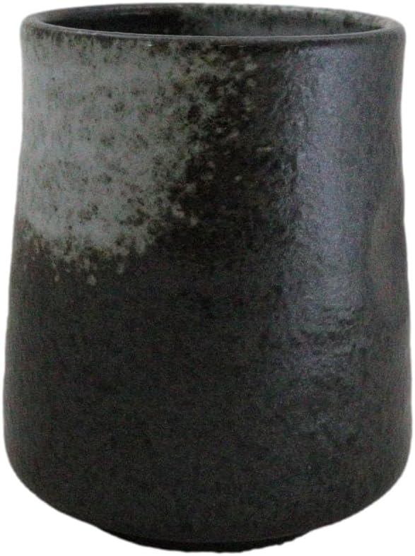 Ebros Gift Artistic Charcoal Grey Tone Hakumu Porcelain Ceramic Collection Dinnerware Serveware Kitchenware Set Asian Japanese Restaurant Supply (Pack Of 6 Yunomi Reactive Glaze Tea Cups 9oz)
