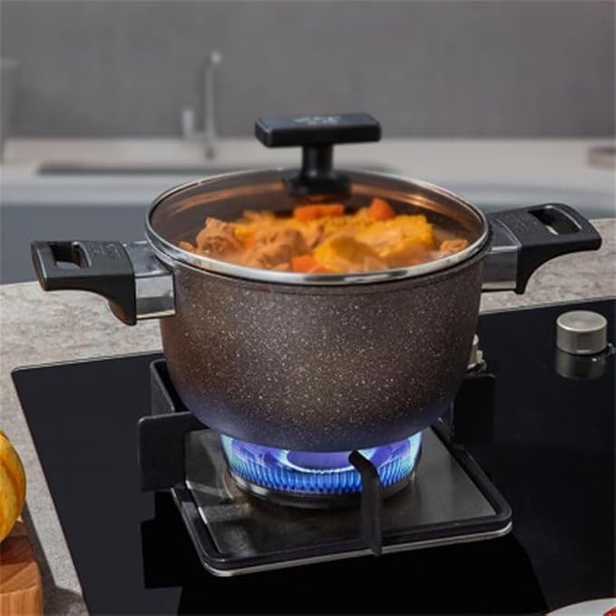 3-Piece Non-Stick Cookware Set with 30cm Wok 26cm Frying Pan &amp 20cm Stockpot for Gas &amp Induction Cookers