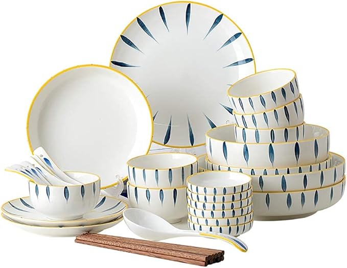 Dishes/Plate/Bowl Set33 Piece Dinnerware SetService for 6High Temperature Ceramic Dinner SetDishwasher and Oven Safe
