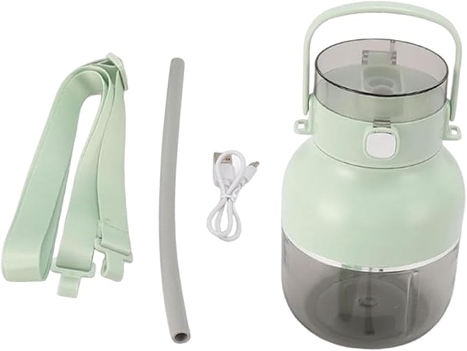 Portable Electric Blender Personal Juicer 500ml with Shoulder Strap USB C Charging for Fitness Mom Travel Lightweight 16x21cm- Green