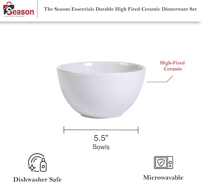 The Season Essentials High Fired Ceramic Square Dinnerware Sets - Set of 16