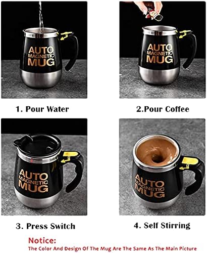 Electric Self Stirring Magnetic Stainless Steel Coffee Mug USB Blender Lazy Smart Mixer Office/Kitchen/Home Coffee/Tea/Milk-400 ml/13.5 oz