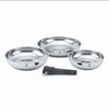 LAGUIOLE Set of 3 Removable Stainless Steel Frying Pans Compatible with All Hobs Induction 100% Cast Iron 20/24/28 cm Capacity 1.25/1.80/2.50 L Stackable Design Silver