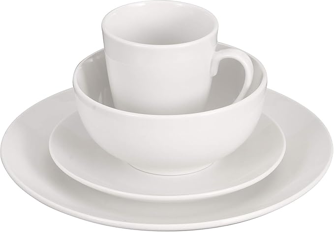 16-Piece White Porcelain Dinnerware Set – Elegant and Durable Dish Set for 4 Microwave &amp Dishwasher Safe