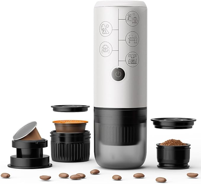 BENFUCHEN 3-in-1 Portable Espresso Machine With NO Heating Function Type-C Charging Electric Espresso Maker 17 Bar Mini Coffee Maker For N ESPRESSO/DolceGustoPods &amp Ground Coffee On the Go Whit