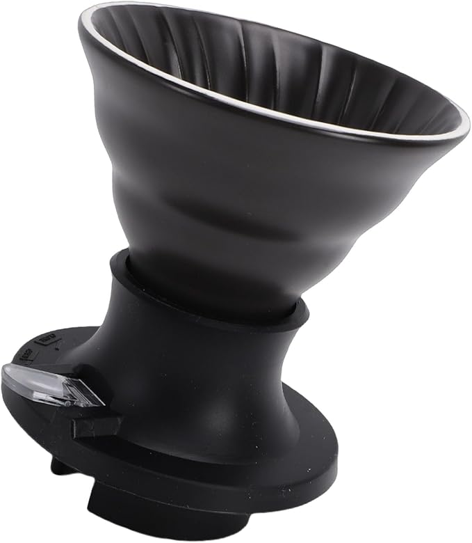 Premium Ceramic Pour Over Coffee Dripper - Heat Immersion Cone Brewer with Filter Holder for Home Office &amp Travel Use Ideal Coffee Maker for Daily Brewing (Black)